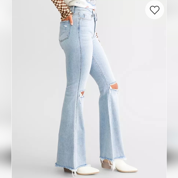 Flying Monkey Light Wash High Rise Flare Stretch jeans size 25 Boho Western - Picture 3 of 15